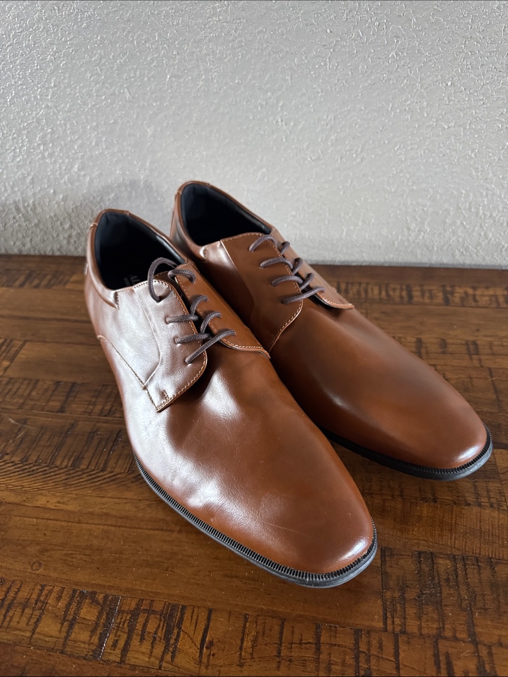 Alfani Men's Brown Leather Oxford Dress Shoes with Memory Foam Size 13M